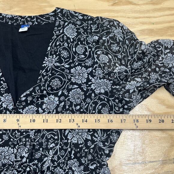 Old Navy Y2K Chiffon Midi Dress Black Floral Size Medium Whimsigoth Fairy Flowy - Picture 13 of 16